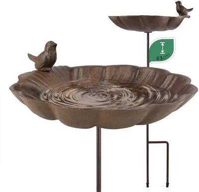 Produktbild von Ibenzoa® Gusseisernes Vogelbad (frostbeständig) – Insektenfreundliche Wasserschale für Garten & Balkon, 27×26×63 cm, 4.200 g, inkl. Befestigungsmaterial