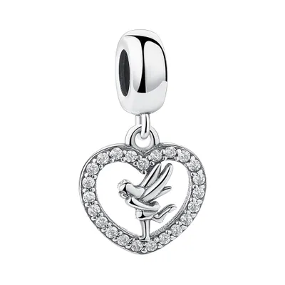 Produktbild von PANDACHARMS Glitzerndes Elfenherz Charm Anhänger, 925er Sterling Silber, passt zu Pandora