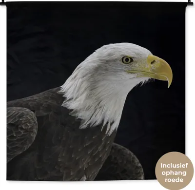 Produktbild von MuchoWow® Wandteppich Wandbehang Adler - Vogel - Schnabel - Schwarz 120x120 cm Tapisserie Dekoration Wandtuch - Modern - Baumwollgewebe