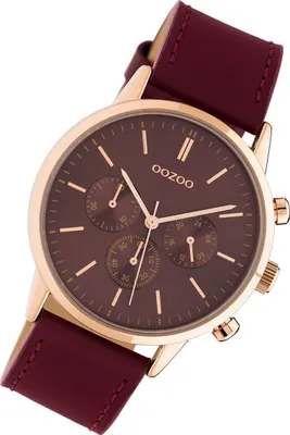 Image de Montre Oozoo rouge vin Cuir C10599 Timepieces Femme Montre à quartz analogique UOC10599