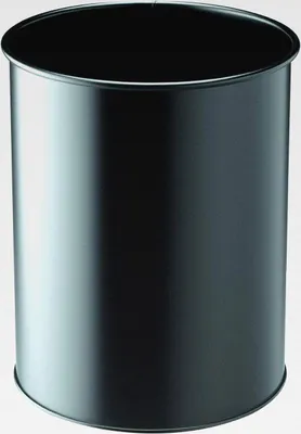 Produktbild von Papierkorb Metall rund, 15 Liter, schwarz, 330101