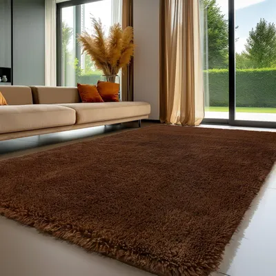 Obrázok produktu pre Koberec s vysokým vlasom 160 x 230 cm, sivý, prateľný, protišmykový, pre obývaciu izbu