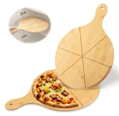 Runde Holz-Pizzaplatten, 2er-Set, 33 cm, beidseitig nutzbar, mit Griff