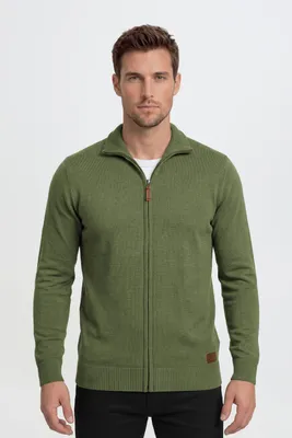 Produktbild von Blend BHNorman Herren Strickjacke Cardigan Feinstrick Pullover mit Stehkragen Reißverschluss Rippbündchen Baumwollmischung Regular fit