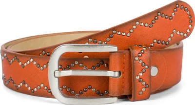 Produktbild von styleBREAKER Damen Nietengürtel Unifarben mit kleinen Nieten in Zacken Muster, Gürtel, Synthetikgürtel, kürzbar 03010114
