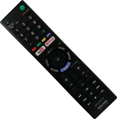 A black Sony TV remote control is shown against a white background.