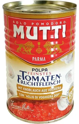 Produktbild von Mutti Tomaten Fruchtfleisch mit Knoblauch 400g