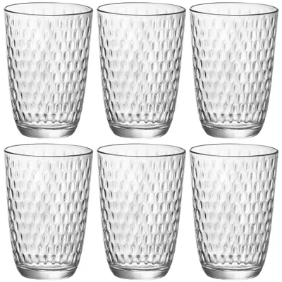 Produktbild von Bormioli Rocco 5.80507 Slot Longdrinkbecher, Glas, klar, 390 ml, H: 12 cm, ø 8,5 cm, klar (6er-Pack)
