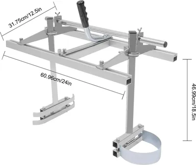 Zdjęcie produktu dla Przenośny tartak do piły łańcuchowej – regulowany tartak do piły łańcuchowej – stop aluminium – długość prowadnicy 36–61 cm – grubość cięcia 1,3–33 cm – kolor srebrny