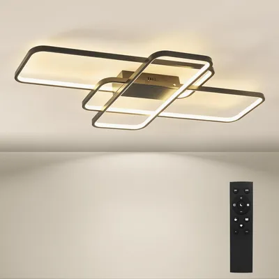Produktbild von Moderne LED Deckenleuchte 90 cm, dimmbar mit Fernbedienung, Schwarz