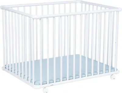 Produktbild von GEUTHER Laufgitter Belami Plus in Weiß | 76x97 cm | Mobil auf Rollen | 3-fach höhenverstellbar | Gepolsterter Boden |