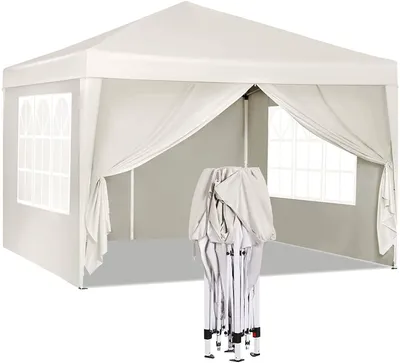 Obrázok produktu pre Vodotesný, skladací pavilón 3 x 3 m | Béžová farba | Rozmery: 3x3x250-258 cm