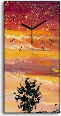 Produktbild von Wandbild Leinwand Bilder Wanduhr 30x60 Malerei Abstrakte Bäume Himmel Wolken - schwarze Hände