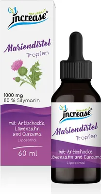 Produktbild von Liposomale Mariendistel Tropfen mit Artischocke, Löwenzahn und Curcuma hochdosiert - 1000mg pro Tagesdosis mit 80% Silymarin