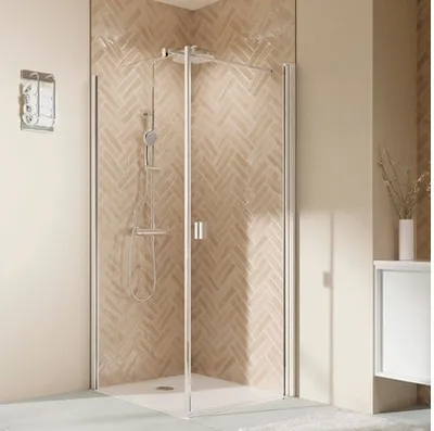 Produktbild von Seitenwand für Drehtür oder Drehfalttür BREUER Elana 2.0 80 x 200 cm Profil eckig chrom Klarglas Seitenwandanschlag link