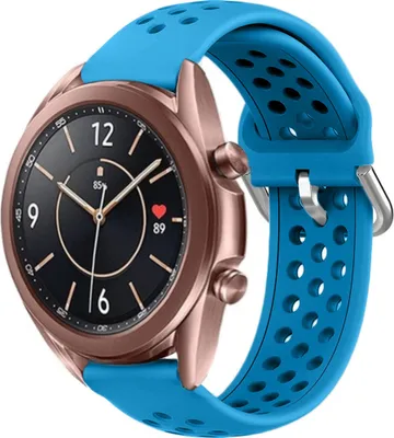 Produktbild von Strap-it Samsung Galaxy Watch 3 - 41mm Silikonarmband mit Löchern (Hellblau)