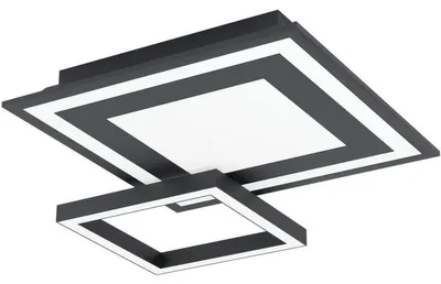 Produktbild von EGLO connect LED Deckenleuchte Savatarila-C, 2 flammige Wandlampe aus Stahl und Kunststoff in Schwarz, Weiß, Farbtemperaturwechsel (warm, neutral, kalt), RGB, dimmbar, L x B 45 cm
