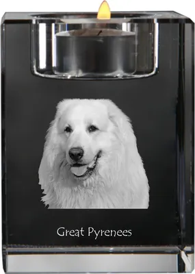 Produktbild von Pyrenäenberghund, Patou - Kerzenhalter mit Hundefoto, Teelichthalter aus Kristall, personalisiertes Geschenk der Marke Art-Dog