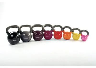 Produktbild von Kettlebell aus Vinyl, Farbe Bordeaux – 16 kg Gewicht – Abmessungen: 15 x 26 x 21 cm – Für Fitness- und Krafttraining