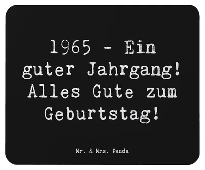 Produktbild von Mr. & Mrs. Panda Mousepad Spruch 1965 Geburtstag - Schwarz - Geschenk, Happy Birthday, Geburtstagskind, Handgefertigt, laptop mauspad, pc, computer, Alter, Glückwunsch