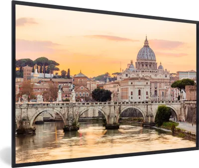 Produktbild von MuchoWow® MuchoWow® Gerahmtes Poster Italien - Skyline - Rom 60x40 cm - Poster mit zchwarzem Bilderrahmen - Printing - Wanddeko Schlafzimmer