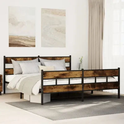 Immagine prodotto di Maison Exclusive - Letto in metallo senza materasso, rovere affumicato, 183x213 cm