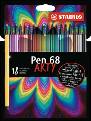 Produktbild von Premium-Filzstift - STABILO Pen 68 - ARTY - 18er Pack mit Hängelasche - mit 18 verschiedenen Farben