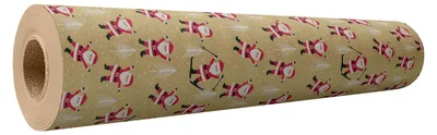 Productafbeelding van Cadeaupapier met kerstmannenmotief - 200 meter breed, meerkleurig