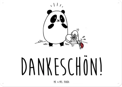Produktbild von Mr. & Mrs. Panda tafel Panda Dankeschön DIN A5 - Weiß - Geschenk, Wandbild, Blechschild, Metallbild, Schild, Türschild