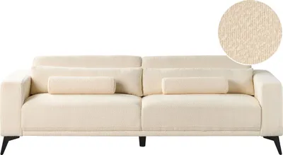 Produktbild von BELIANI Sofa Cremeweiß aus Bouclé Stoff 3-Sitzer Verstellbare Rückenlehne Gepolstert Stoffsofa Polstersofa Modernes Design für Wohnzimmer