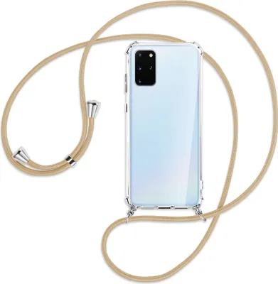Produktbild von Handykette Backcover-Schutzhülle mit Band (Metall silberfarben) für Samsung Galaxy S20 Plus - caramel