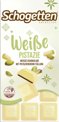 Produktbild von Schogetten weisse Pistazie mit Pistaziencremefüllung Packung 100g