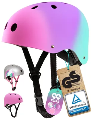 Produktbild von Skaterhelm Kinder - GS durch Rheinland - Ab 3 Jahren - Fahrradhelm Kinder Mädchen - Kinderhelm von Deutscher Marke - Skateboard HelmGröße-S/M - 54-58 cm;Bunt