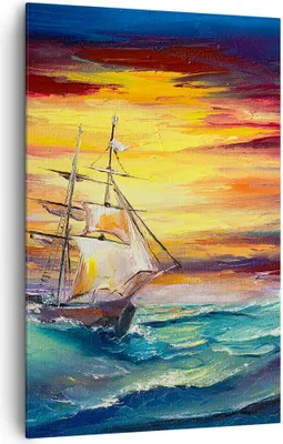 Produktbild von Bild auf Leinwand - Leinwandbild - Einteilig - Meer Welle Boot - 80x120cm - Wand Bild - Wanddeko - Wandbilder - Leinwanddruck - Kunstdruck - Wanddekoration - Leinwand bilder - Wandbild - PA80x120-3460