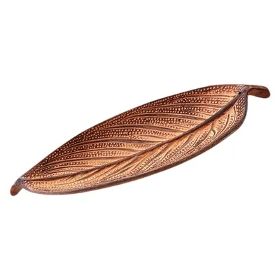 Image de Porte-encens - feuille brune en métal blanc