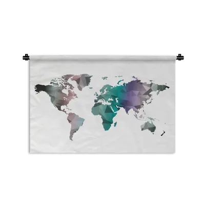 Produktbild von MuchoWow® Wandteppich Wandbehang Weltkarte - Abstrakt - Farben - Kinder - Jungen - Mädchen 90x60 cm Tapisserie Dekoration Wandtuch - Wandskulpturen - Bildteppich