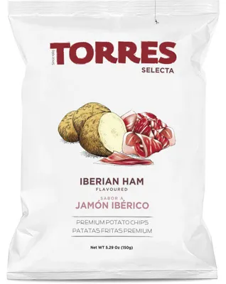Zdjęcie produktu dla Torres Premium Potato Chips Szynka Iberyjska 150 g – Chrupiące i intensywne