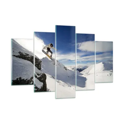 Produktbild von Bilder auf glas - Snowboard Schnee Sport - 150x100cm - Glasbilder - Wandbilder - Kunstdruck - zum Aufhängen bereit - Wanddekoration aus Glas - Glas Bilder - Wandbild auf Glas - GEA150x100-0151