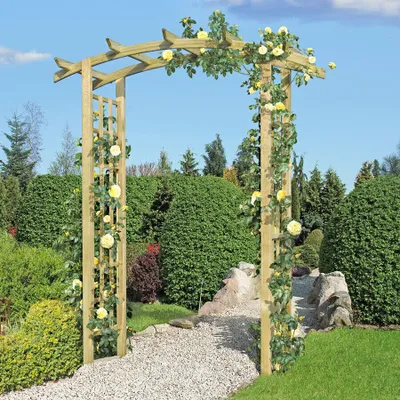 Produktbild von Torbogen Pergola Holzbogen aus Holz KDI mit Rankgitter Rosenbogen Rankhilfe : 160 x 72 x 210 cm Maße Pergola: 160 x 72 x 210 cm