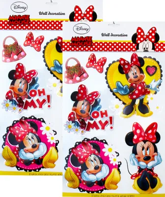 Produktbild von 2 Stück Disney 3D Poster Disney Minni Maus Wandtattoo 6 Stück Wandsticker Wandbilder Mädchen Kinderzimmer Deko mehrfarbig
