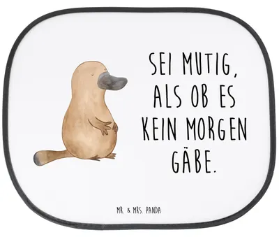Produktbild von Mr. & Mrs. Panda Sonnenschutz Fürs Auto Schnabeltier Mut - Weiß - Geschenk, Meer, Arbeit, Training, Büro, Neustart, Seitenscheibe, saugnapf, pkw, Seitlicher