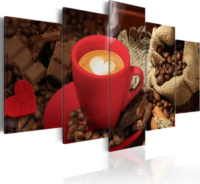 Produktbild von Leinwandbilder 200x100 cm 030107- 13 Vlies Leinwandbild 5 tlg Kunstdruck modern Wandbilder XXL Wanddekoration Design Wand Bild KÜCHE KAFFEE