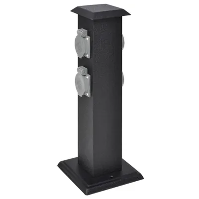 Produktbild von Gartensteckdose Schwarz 4 Steckdosen 15,5 x 15,5 x 40,5 cm IP44