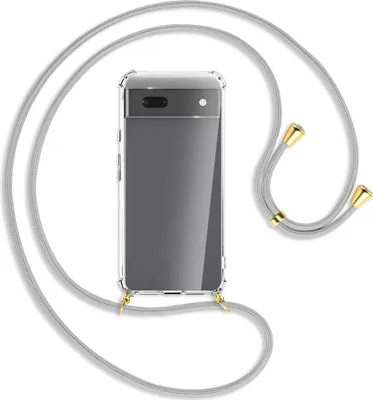 Produktbild von Handykette Backcover-Schutzhülle mit Band (Metall goldfarben) für Google Pixel 6a - silbergrau