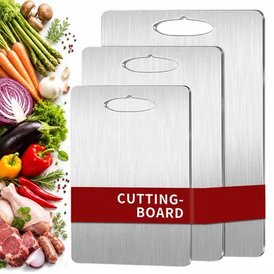 Productafbeelding van Set van 3 Titanium Snijplanken, Dubbelzijdig en BPA-vrij