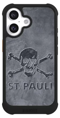 Produktbild von NIVOCASE Hülle für Apple iPhone 16  Stoßfeste Handyhülle NIVOmax Case Schwarz Beton FC St. Pauli Logo