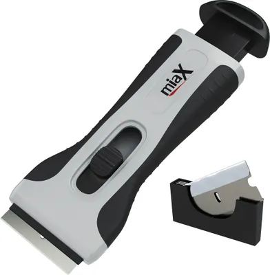 Produktbild von miaX Profi Glaskeramikfeldschaber - Ihr zuverlässiger Schaber für Küche und Haushalt - Stabiler Kochfeldschaber mit Soft-Touch Griff - Ersatzklingen im Glasschaber integriert