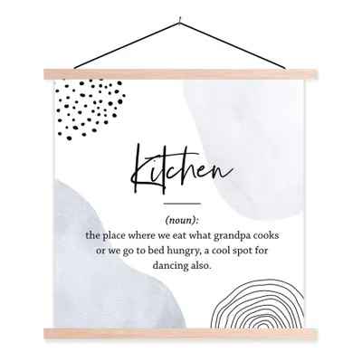 Produktbild von MuchoWow® Textilposter Sprichwörter - Zitate - Küche - Definition Küche - Wörterbuch 40x40 cm mit holzfarbenen Rahmen - Posterleiste