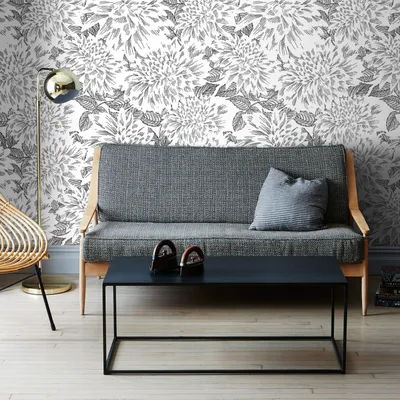 Produktbild von Coloray Fototapete 104x70 cm Latextapete Magicstick - Graphite Dahlias geometrische Blumen