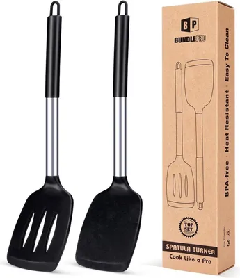 Obrázek produktu pro Špachtle silikonová nepřilnavá žáruvzdorná černá 2 kusy